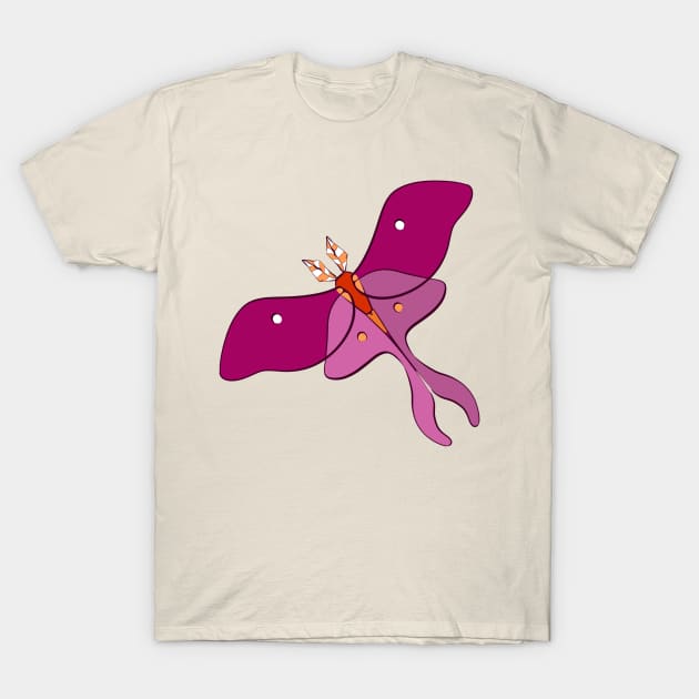 Lesbian Pride Moth T-Shirt by larkspurhearts